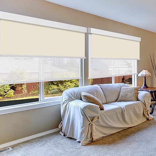 Miniatura 8 de Persianas dobles enrollables, persianas dobles blancas opacas y filtrantes de luz con cenefa, persianas de día y noche para el hogar