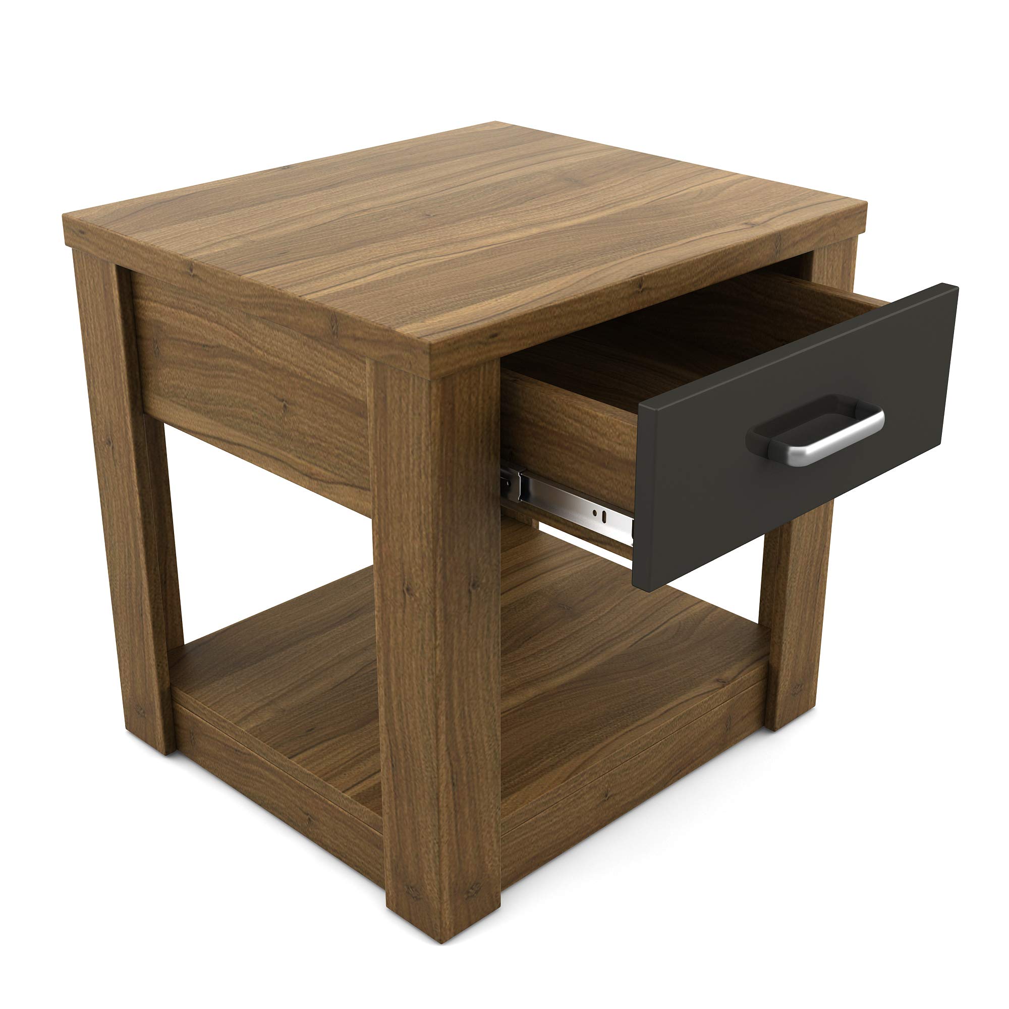 ◇SACWORKS/NIGHT TABLE SIDE TABLE Home Centre Quadro Bed Side Table with Drawer - Brown