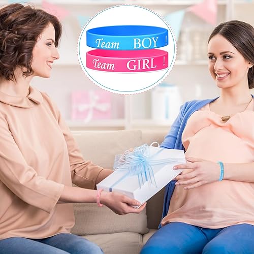 Miniatura 4 de 60 Piezas Pulseras de Revelación de Género, Pulseras de Silicona Team Boy y Pulseras de Goma Team Girl para Ideas de Revelación de Género