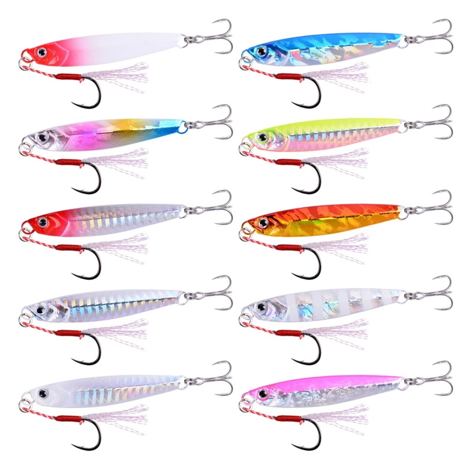 XILILHC 10 Stück Metall-Jigs, Angelköder, Gewichte 7–40 G, Trolling-Harter Köder, Bass-Angelgerät, Forelle, Jigging, Meeresköder, Jigs, Salzwasser-Köder