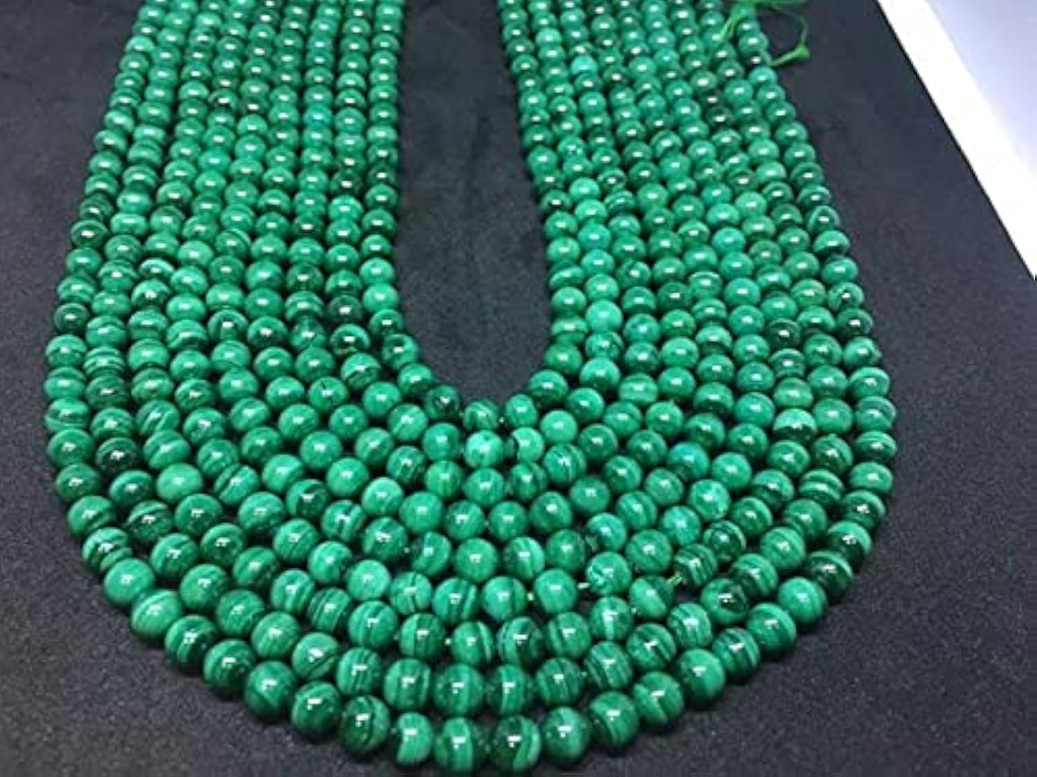 Malachite beads 6mm LKBEADS : perles rondes en pierre naturelle pour fabrication de bijoux