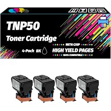 Compatible with Konica Minolta TNP50 Toner Cartridge Work for Konica Minolta bizhub C3100P Printers, High Yield 6000 Pages, Professional Printing with Chip 4 Pack Black