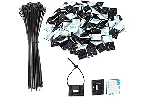 3M Garland Straps: Black Cable Tie Zip Self Adhesive Mounts Set