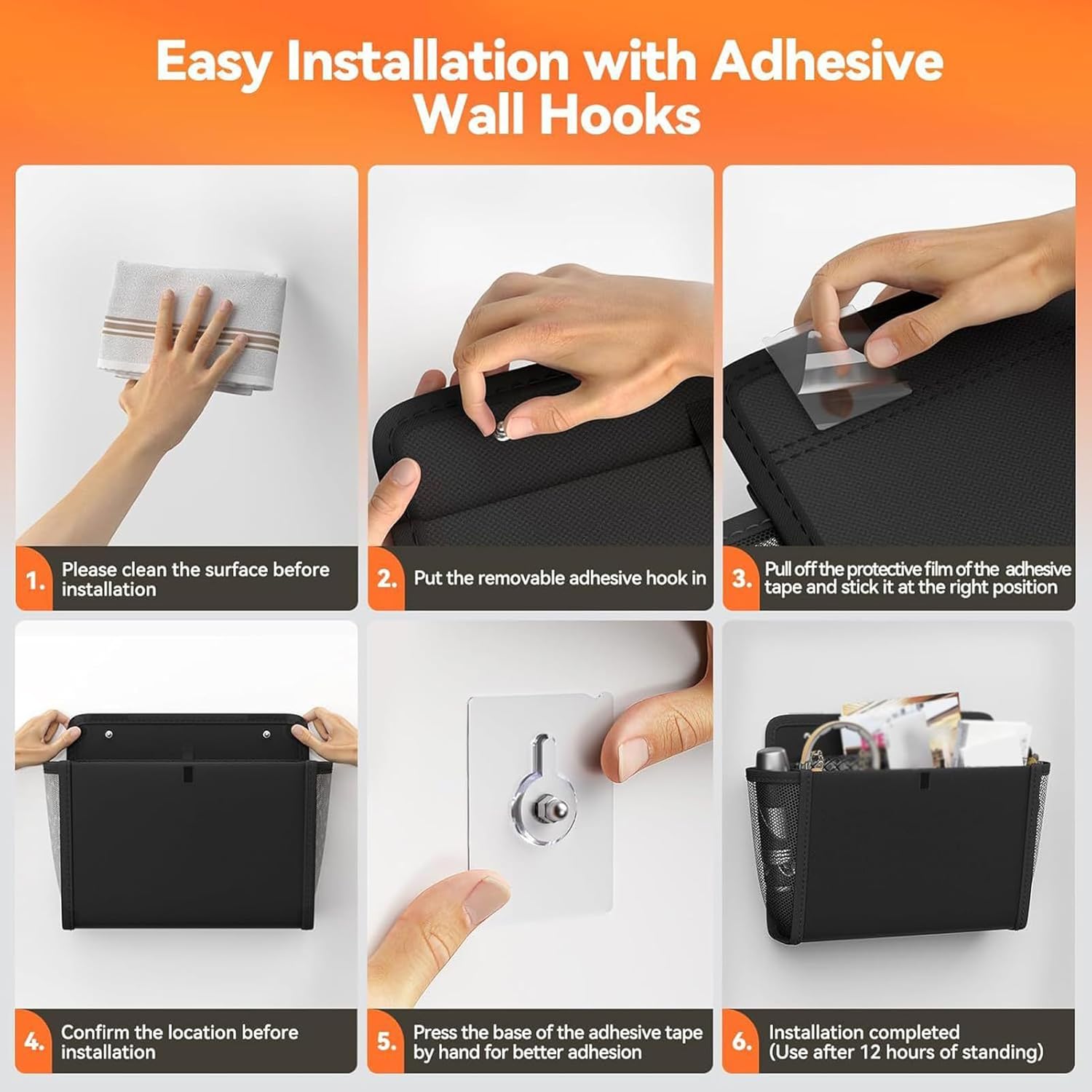 Gcerfby 収納バッグ。省スペースソリューション。33x29x8cm。壁取り付けポケット2個、折りたたみ式収納バッグ。取り付けが