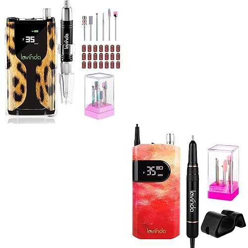 Máquina profesional de taladro de uñas, Leopard 35000RPM - Lima de uñas eléctrica, inalámbrica, recargable, Efile y resorte, 35000RPM, lima de uñas