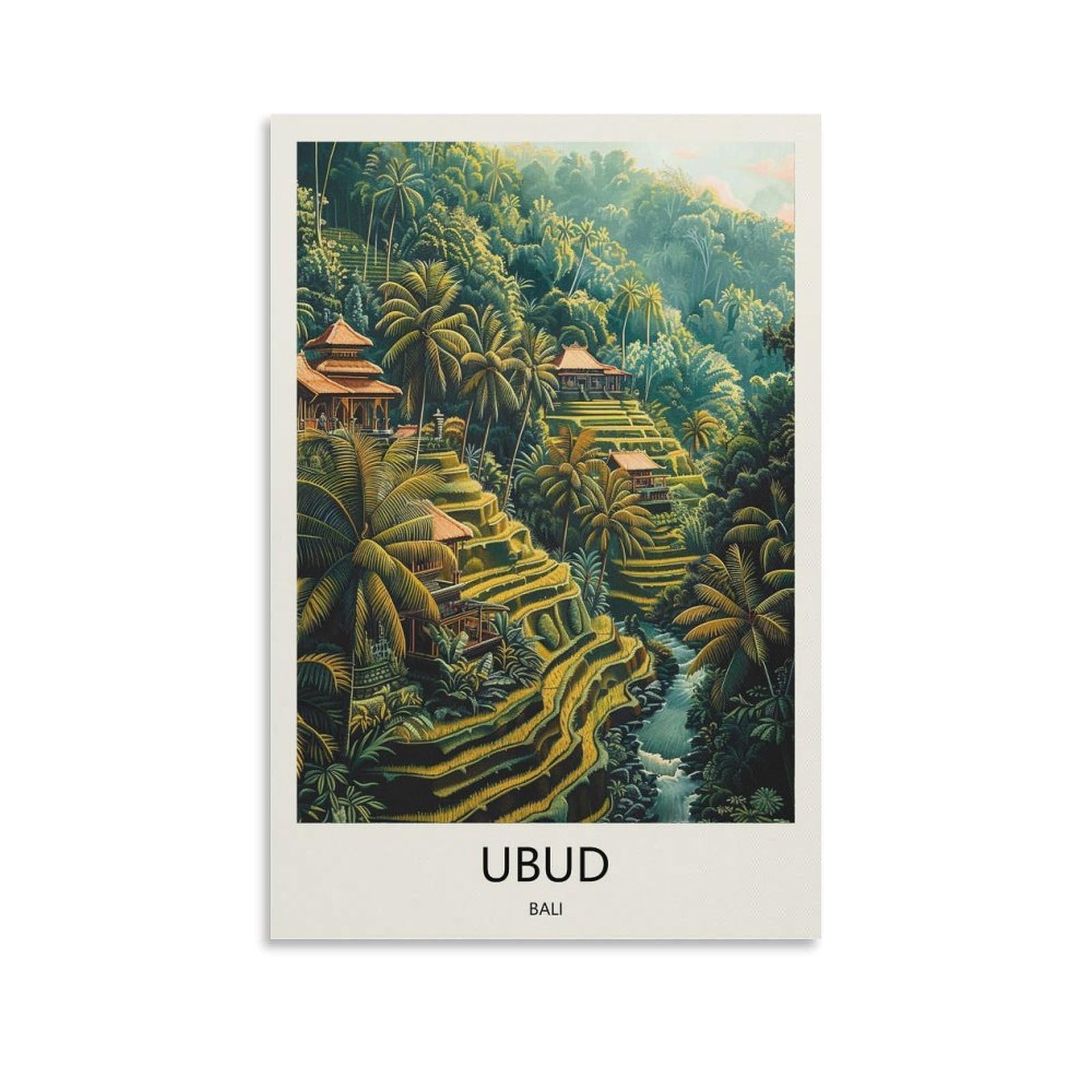 YJNENG Canvas Art Picture Ubud Bali Wall Decor Art Painting Posters Modern Family Decorative Poster 08x12inch(20x30cm)