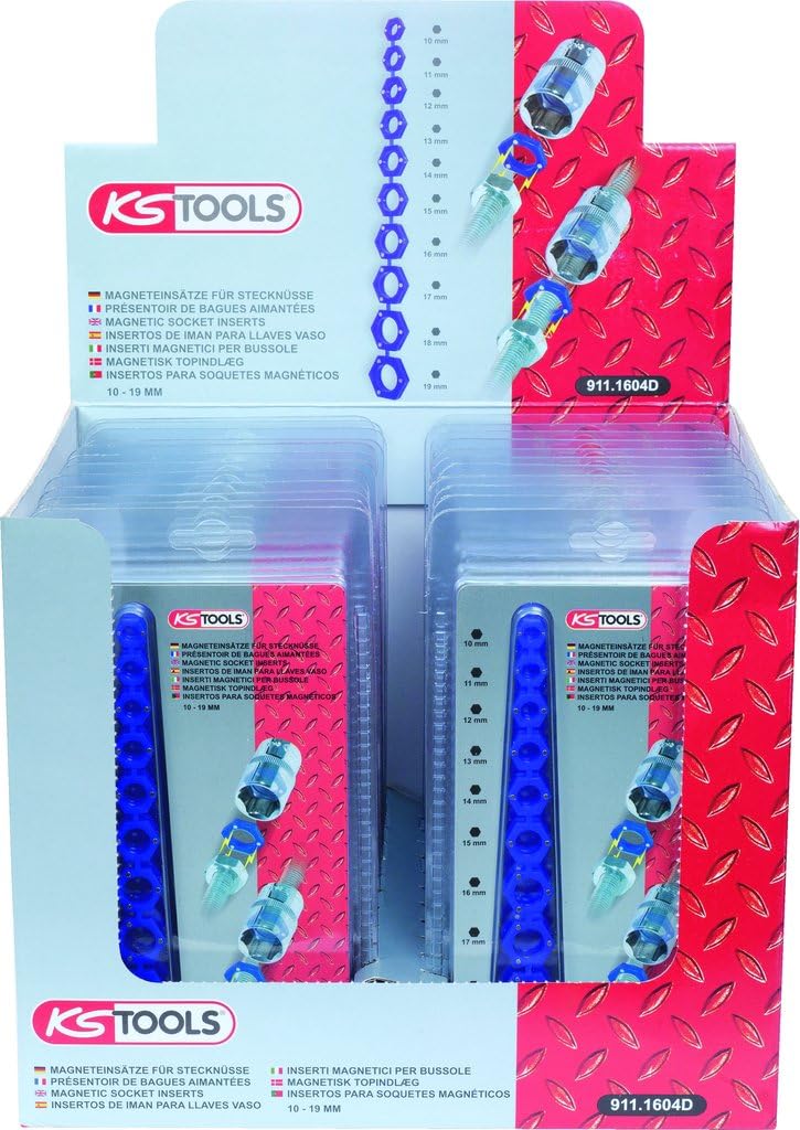 KS TOOLS 911.1604 Magnetic Socket Insert Set,10 pcs, one Size, Clear