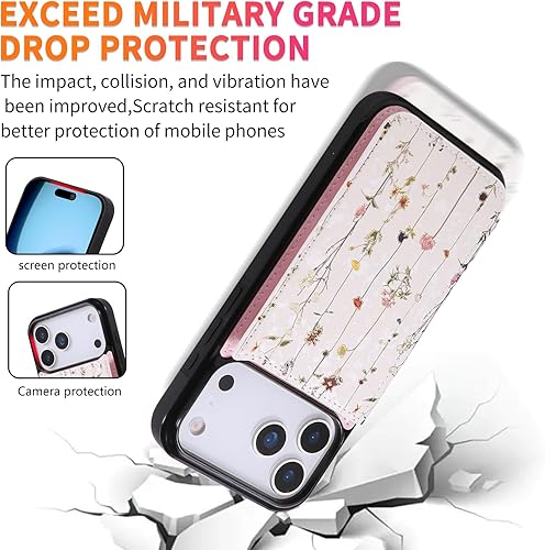 Miniatura 95 de UEEBAI Funda tipo cartera para iPhone 15 Pro Max con tarjetero, cubierta de cuero PU con soporte, bloqueo RFID, doble cierre magnético, relieve de