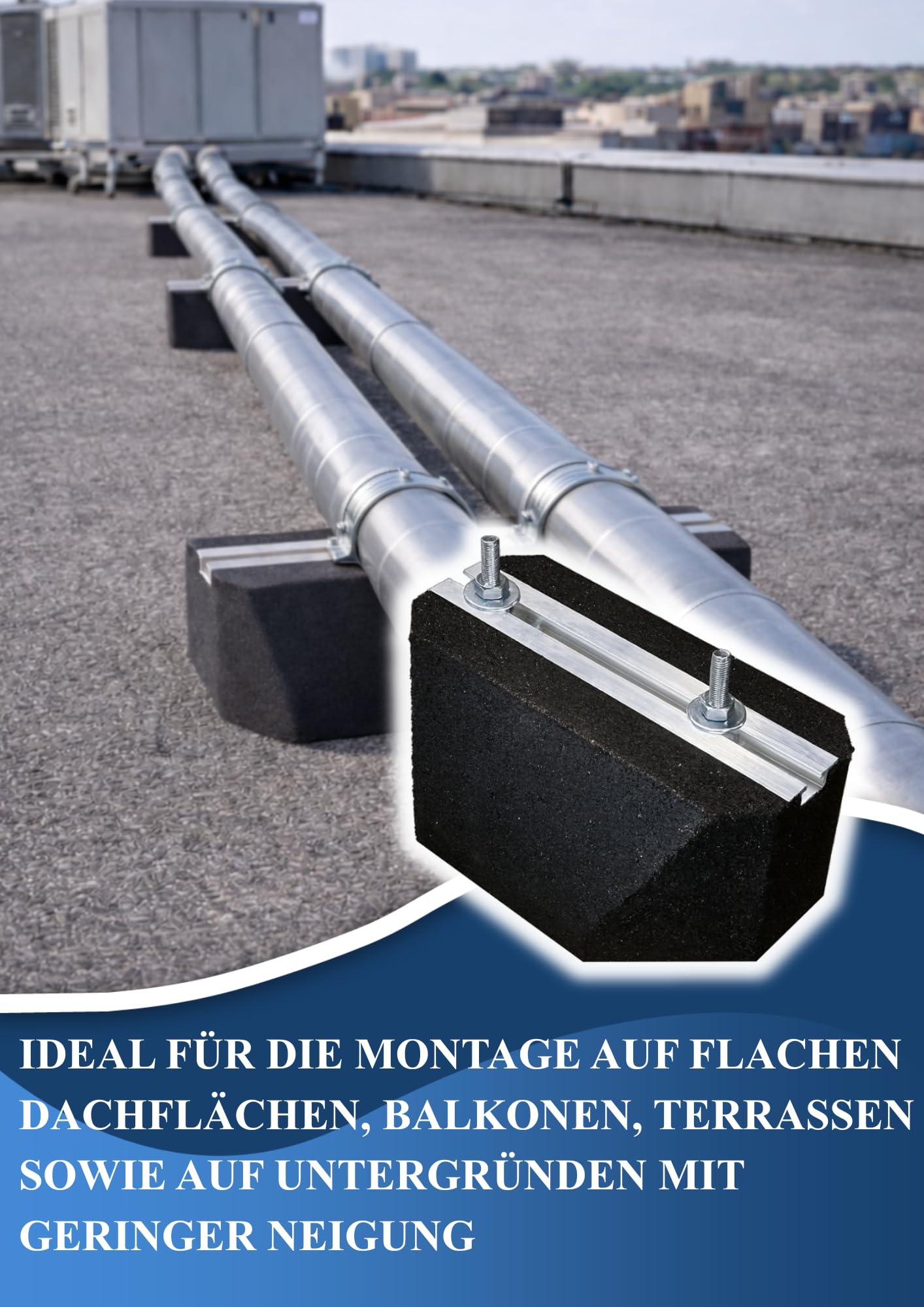 Black panda - Gummiblock 25 cm mit Befestigung – Anti-Vibrations Sockel für Klimaanlage, Wärmepumpe, Kälte- und Lüftungstechnik - Traglast bis 150 kg, UV- & witterungsbeständig
