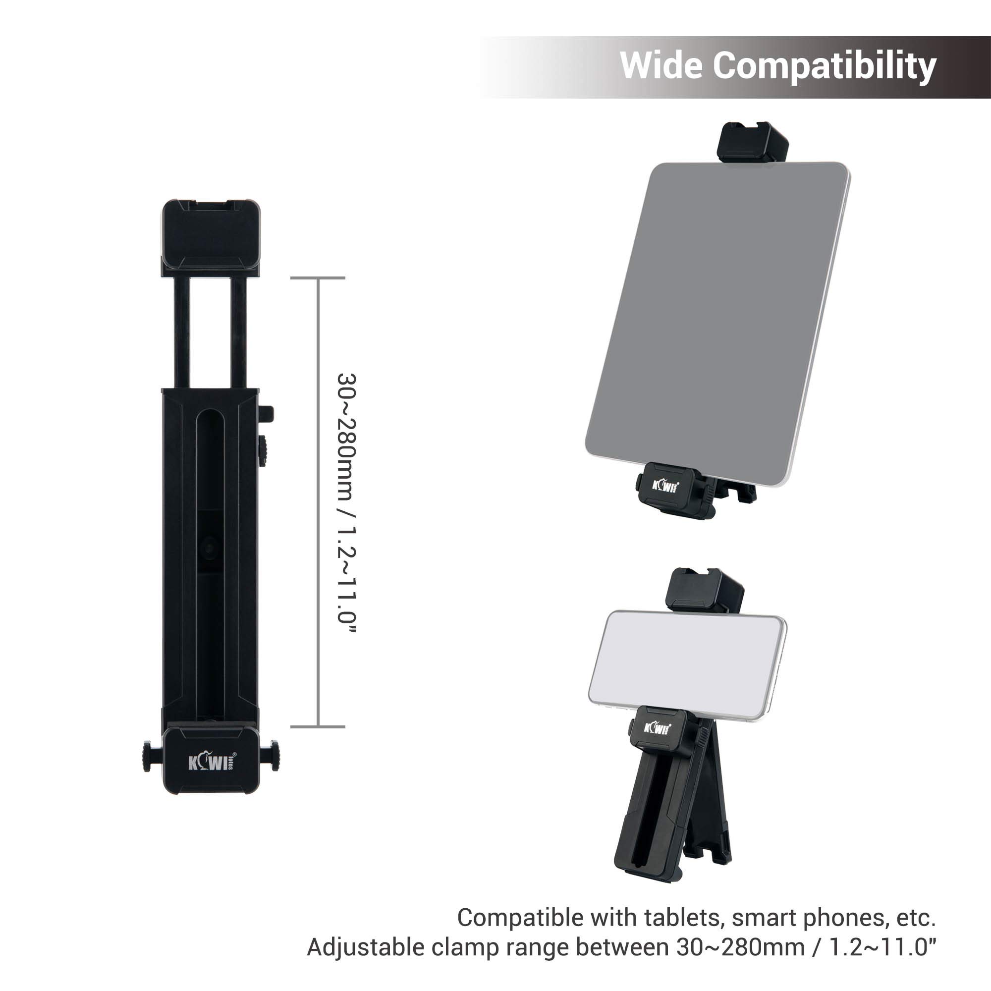 KIWIFOTOS Universal Tablet Phone Clamp Holder With Detachable - View #7