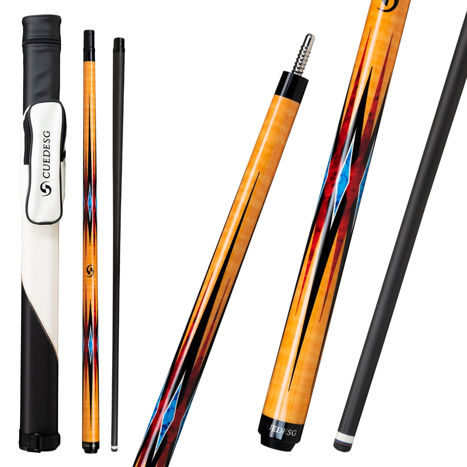 CUEDESGCarbon Fiber Pool Cue Stick 10.5mm/11.8mm/12.5mm,Low Deflection Pool Stick,Professional Cue Stick with Case