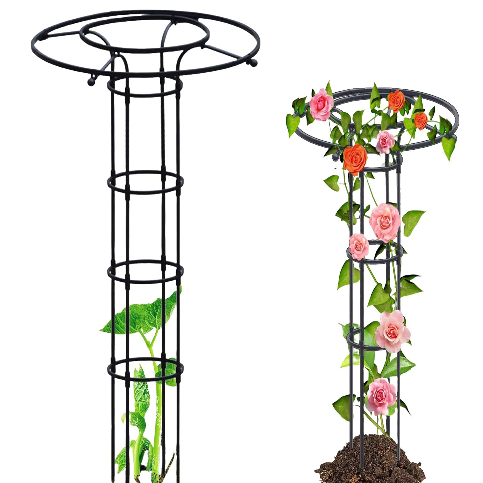 Tower Obelisk Garden Trellis,Vertical Garden Trellis for Climbing Plants,Metal,Potted Plants,Outdoor,Indoor,Vegetable&Flower Support,Tomato Cage(120cm/47.2in)