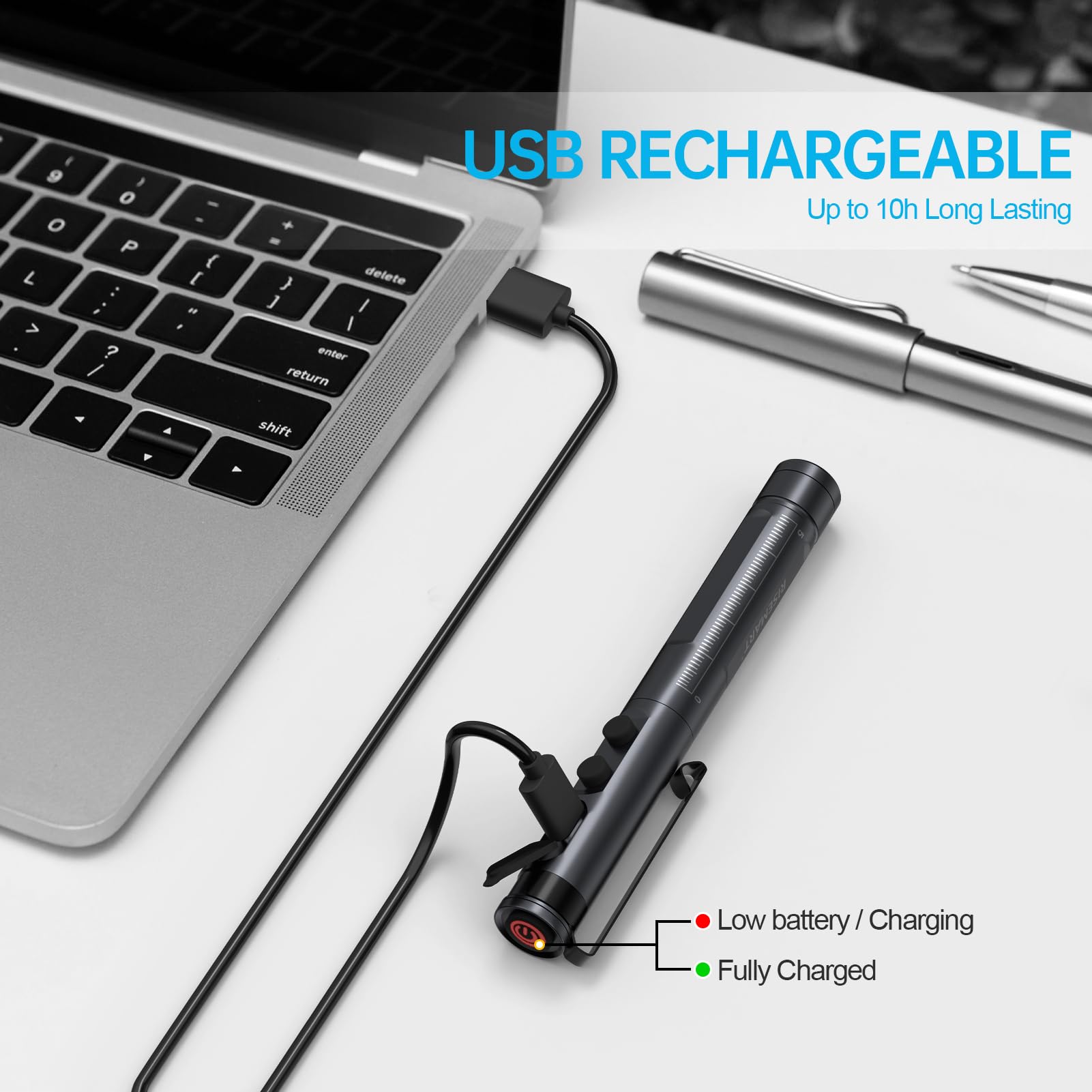 PIRXXIY Pen Light for Nurse, Rechargeable LED Medical PenLight, Warm/Cool White & Stepless Dimming, Portable Medical PenLight for Nurse, Doctor, First Aid, EMT, Nursing,Nursing Student (Black)