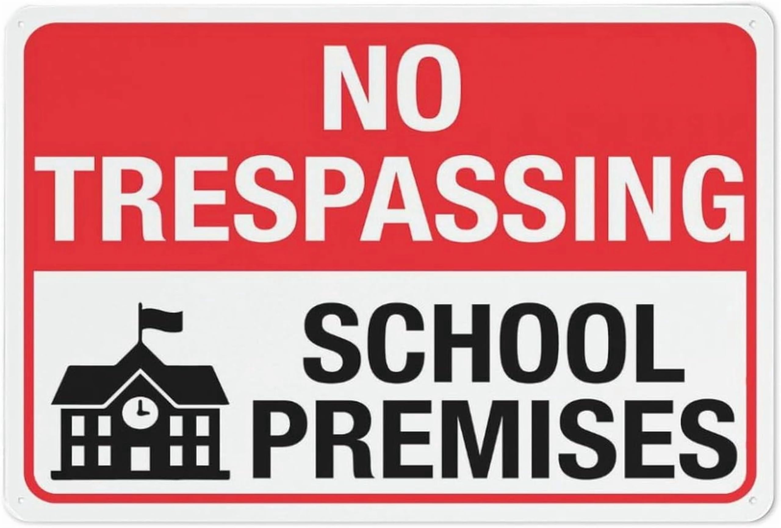 (2-Pack) Metal Tin Sign Sign No Trespassing School Premises 8"x12" Rustproof Multicolor