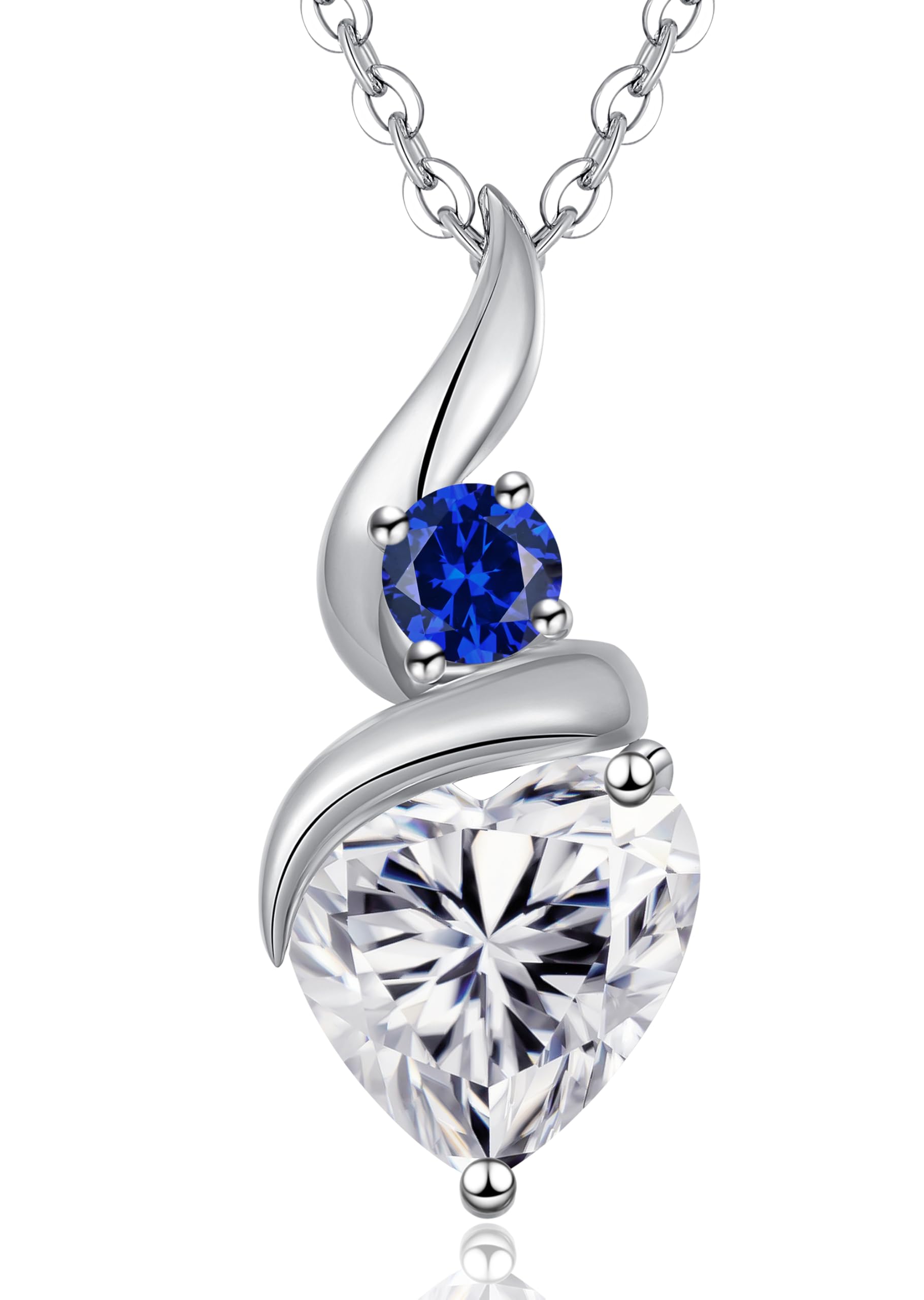 Moissanite Heart Pendant Necklaces for Women, 925 Sterling Silver Necklace with Birthstone, Ideal Mothers Day Anniversary Present or Birthday