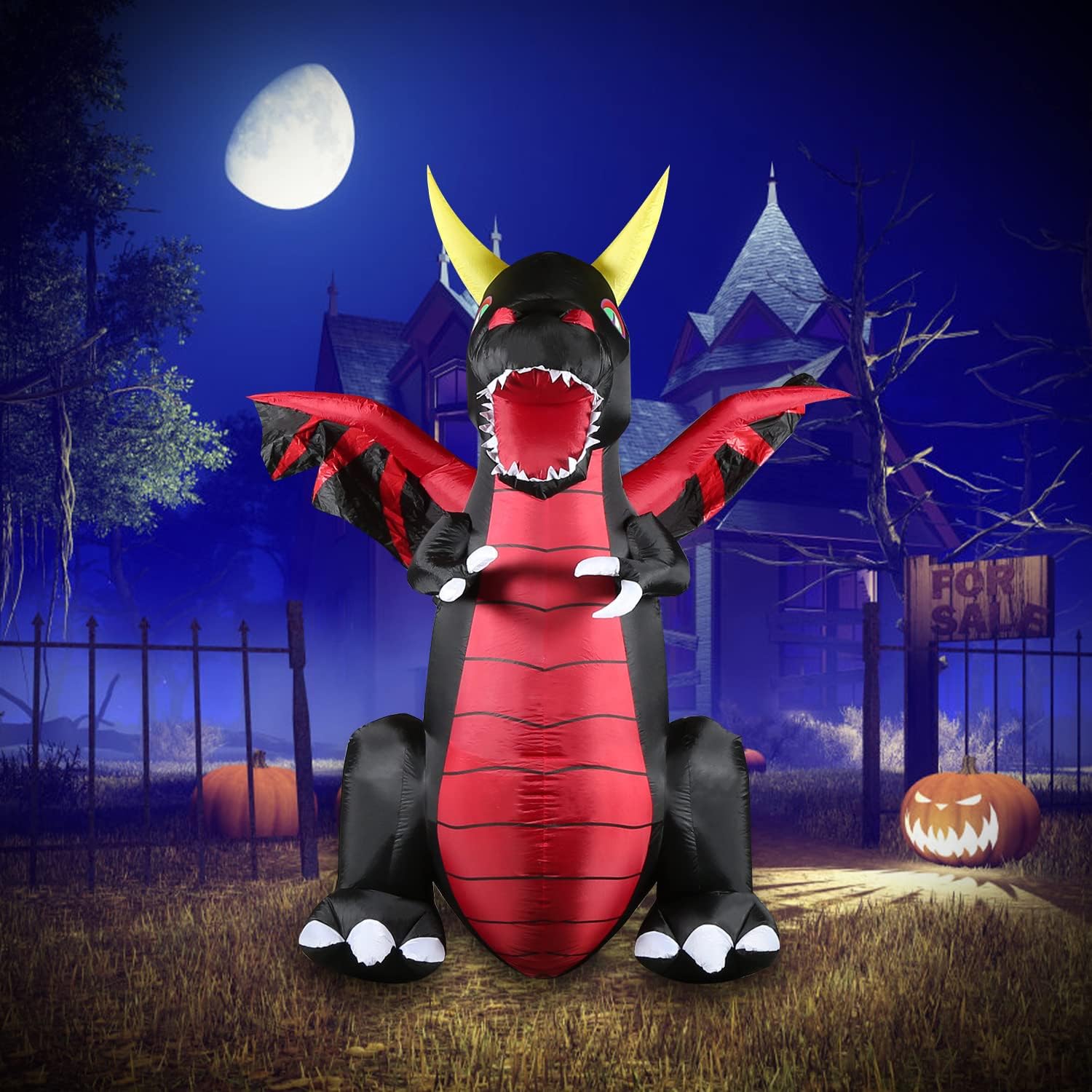 Excited Work 7 FT Tall Halloween Inflatables Dragon Inflatable Yard Decorations with
