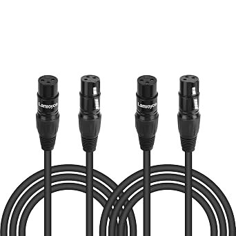2-Pack Short XLR Mic Audio Extension Cables 0.6 Feet, 3-Pin XLR Female to Female Microphone Connector Extender Cord, Hi-Fi Sound for Speaker, Recording Studio, Mic Mixer, Audio Interface, Amplifier