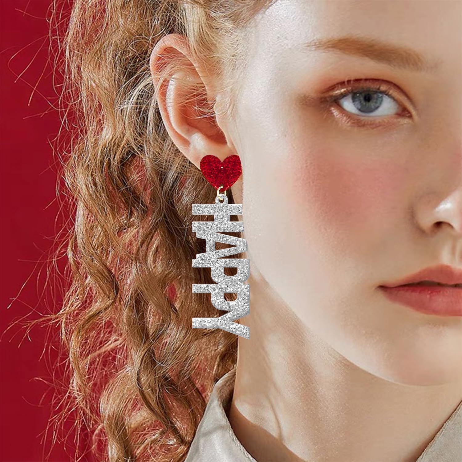 Sparkly Sequin Acrylic Birthday Cake Dangle Drop Earrings Happy Birthday Letter Earrings For Women - Image 3