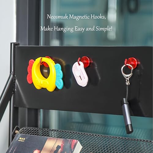 Vista 279 de NEOSMUK - Ganchos magnéticos de alta resistencia con imanes extrafuertes para colgar en refrigerador, crucero, cabinas o parrilla, color blanco