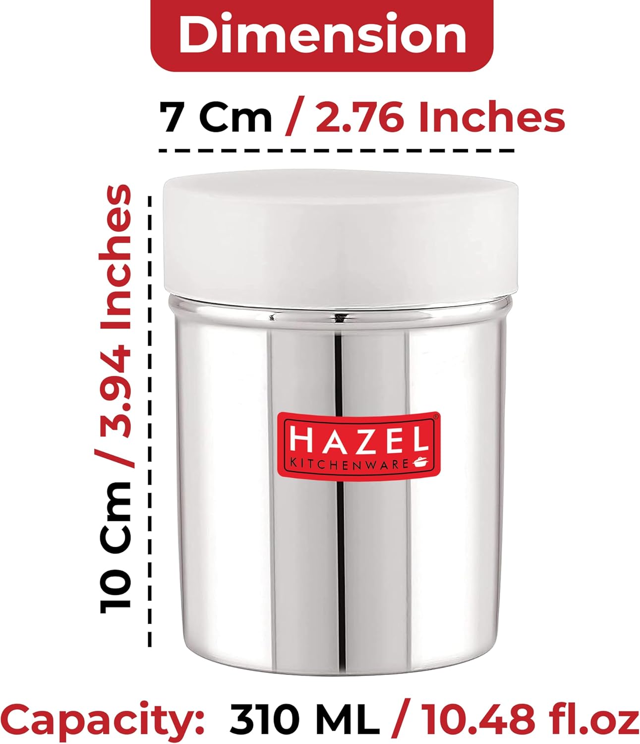 HAZEL Powdered Sugar Shaker Duster with Lid | Stainless Steel Cocoa Powder Sifter | Cinnamon Sprinkler Dredgers for Coffee, Salt, Spices, 10.4 oz