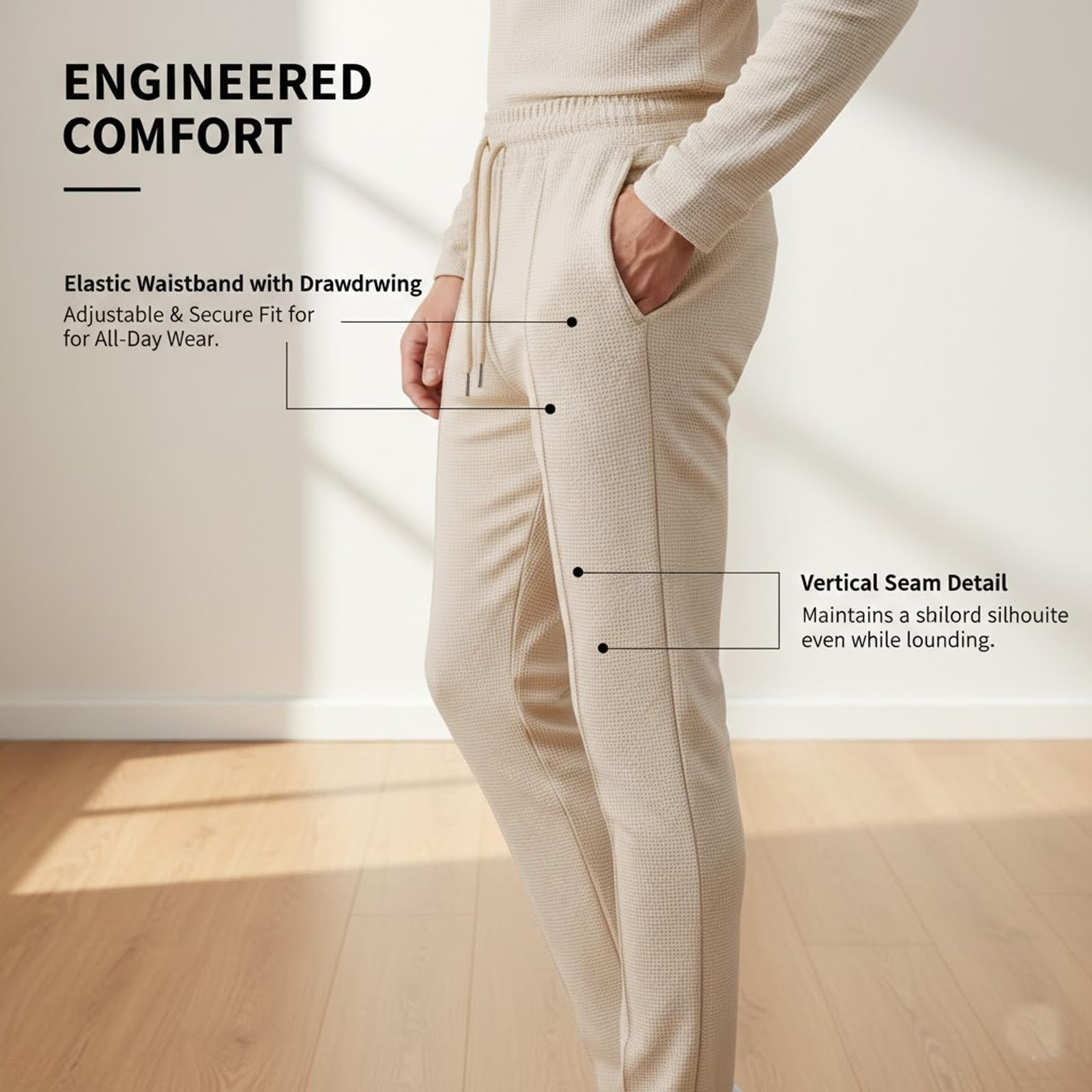 Generisch Conjunto de 2 piezas de camisa y pantalones informales para hombre, estilo gofre, ropa informal y casual