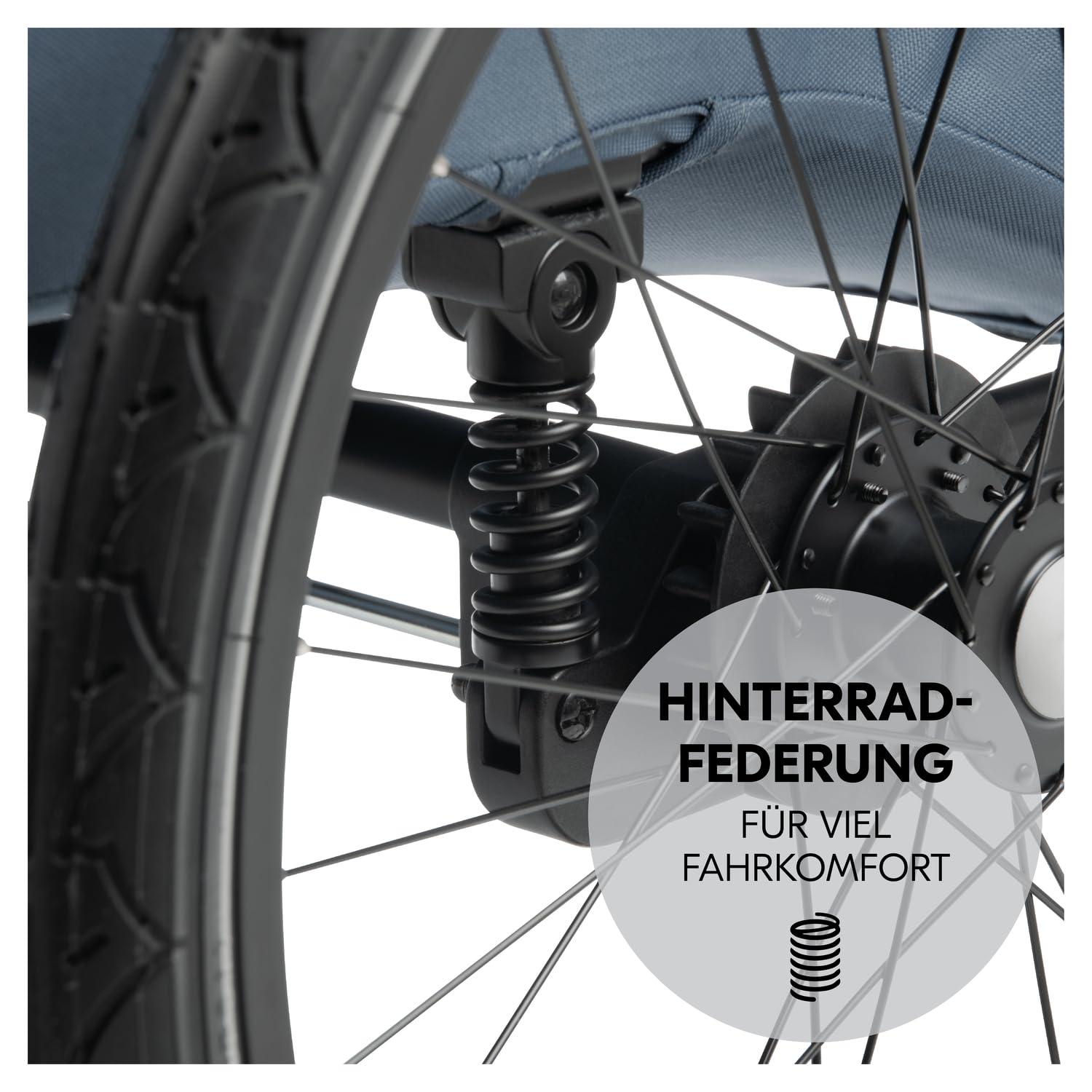 hauck Fahrradanhänger & Kinderwagen Set Dryk Duo Plus für 2 Kinder (6-48 Monate), inkl. Regenschutz, Sonnensegel, Deichsel, Buggyrad, Fahne und LED Licht