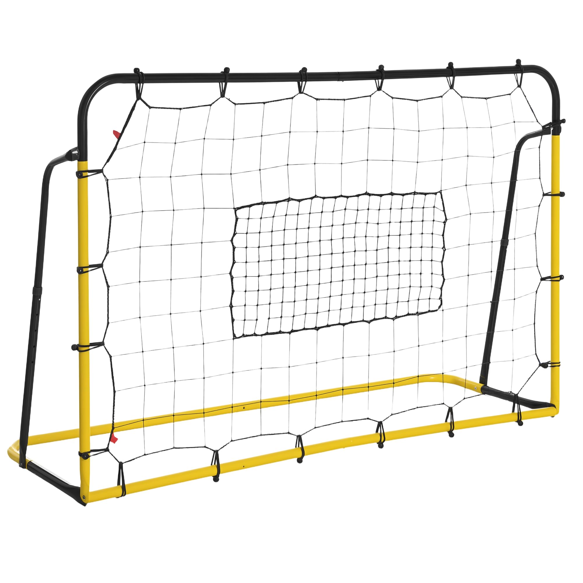 HOMCOM Filet de Rebond de Football, 184L x 123H cm, rebondisseur de Football, 5 Angles réglables de 60° à 90°, pour l'entraînement de Football, de Baseball, de Basket-Ball, Jaune et Noir