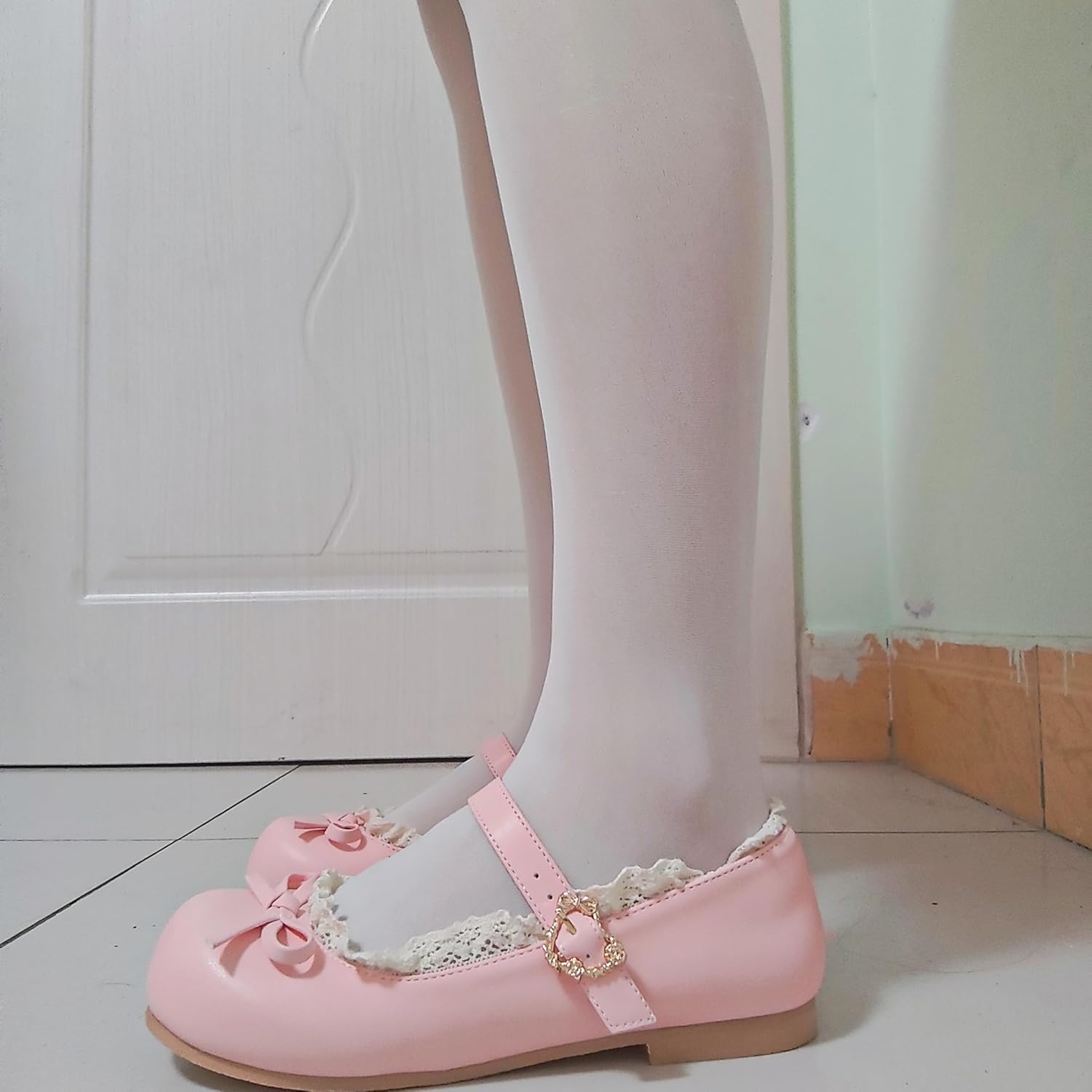 Daily Sweet Lolita Flats - Comfortable Mary Jane Shoes with Heart Buckle & Elegant Lace for Kawaii Fashion & Cosplay