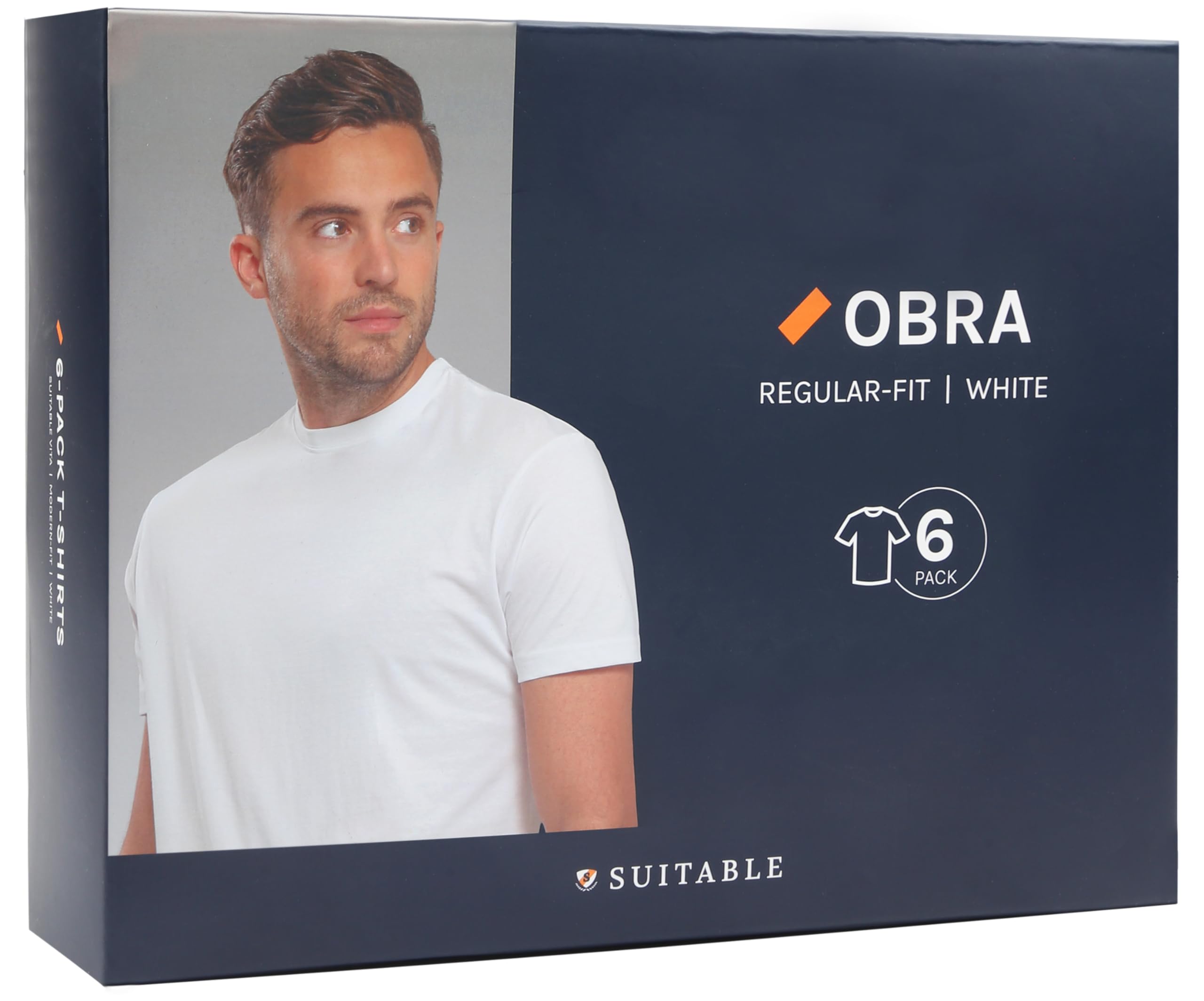 Suitable Obra T-Shirt à Col Rond Haut Blanc Lot de 6 - Hommes - Vêtements - Taille - 60-2 100% Cotton O Breed