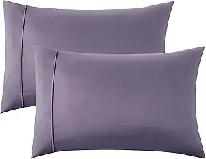 Bedsure Pillow Cases Standard Size Set of 2 - Grayish Purple Brushed Microfiber Pillowcases, Super Soft Pillow Case Covers with Envelope Closure, Wrinkle, Fade and Stain Resistant, 20x26 Inches