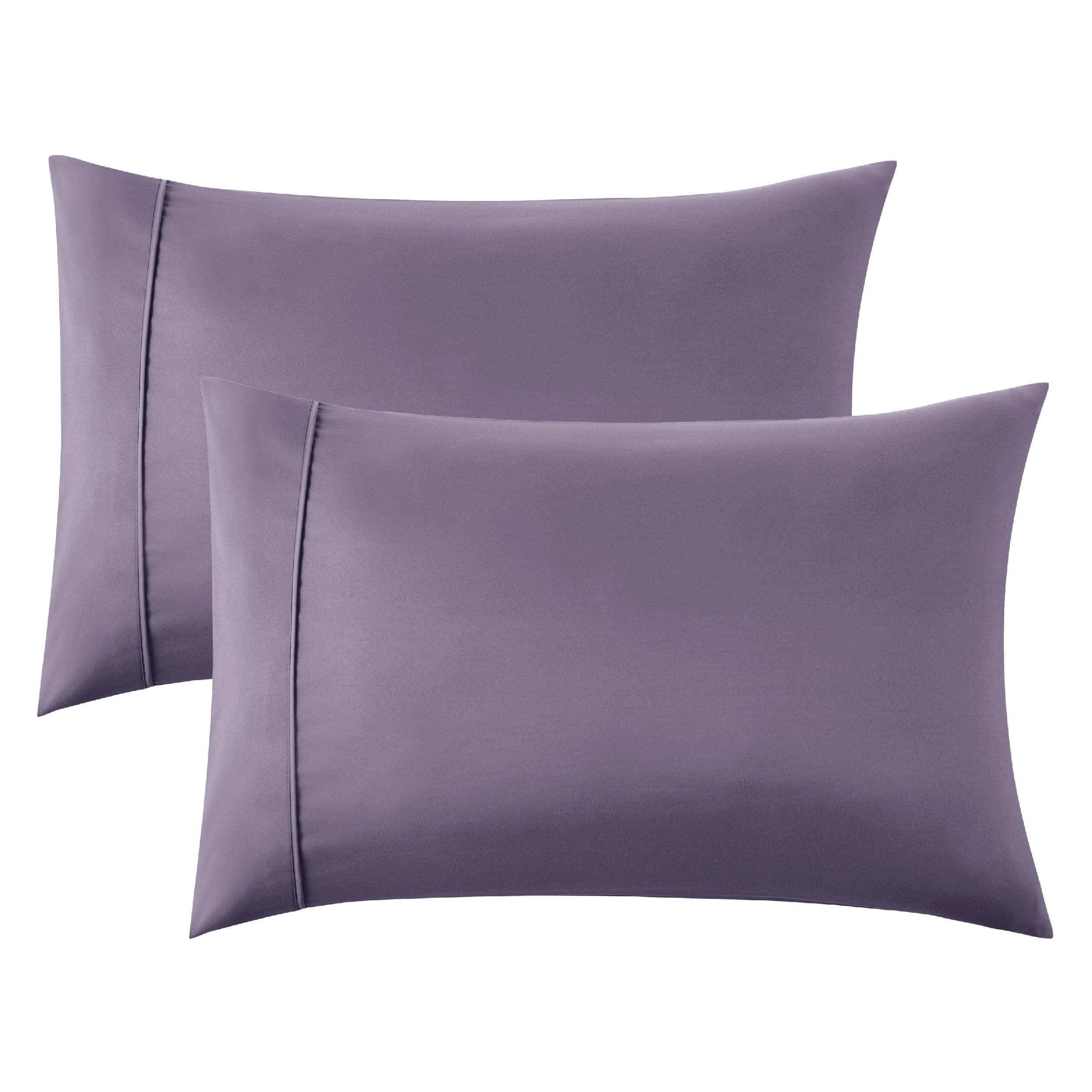 Bedsure Pillow Cases Standard Size Set of 2 - Grayish Purple Polyester Microfiber Pillowcases, Super Soft and Cozy Pillowcase, Pillow Case Covers with Envelop Closure, 20x26 Inches