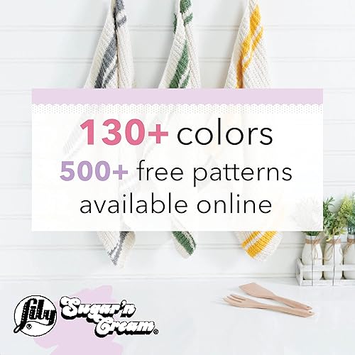 Miniatura 6 de Lily Sugar'N Cream - Ovillo de lana hippi de tamaño súper grande, paquete de 6 unidades de 3.00 oz3 onzas, algodón, 4 medianos (peinado), 150