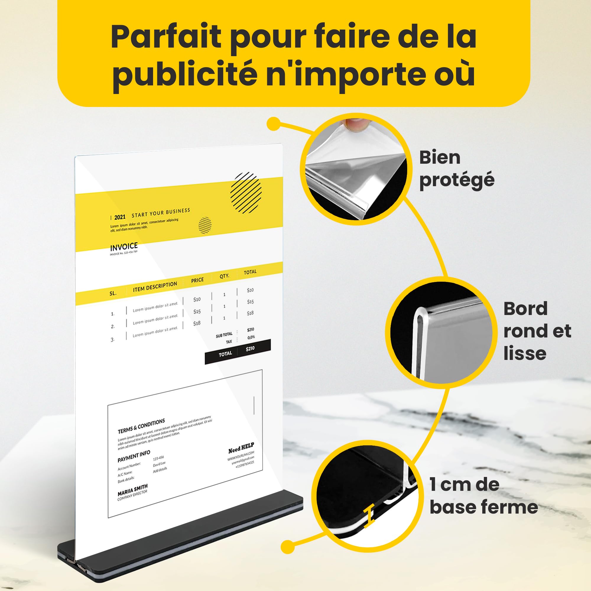 GOYAPRINT Présentoir en Acrylique A4 pour Menus et Publicités - Support de Table Transparent pour Affiches et Brochures - Porte-Menues pour Restaurants, Bureaux, Hôtels et Événements (10, A4)