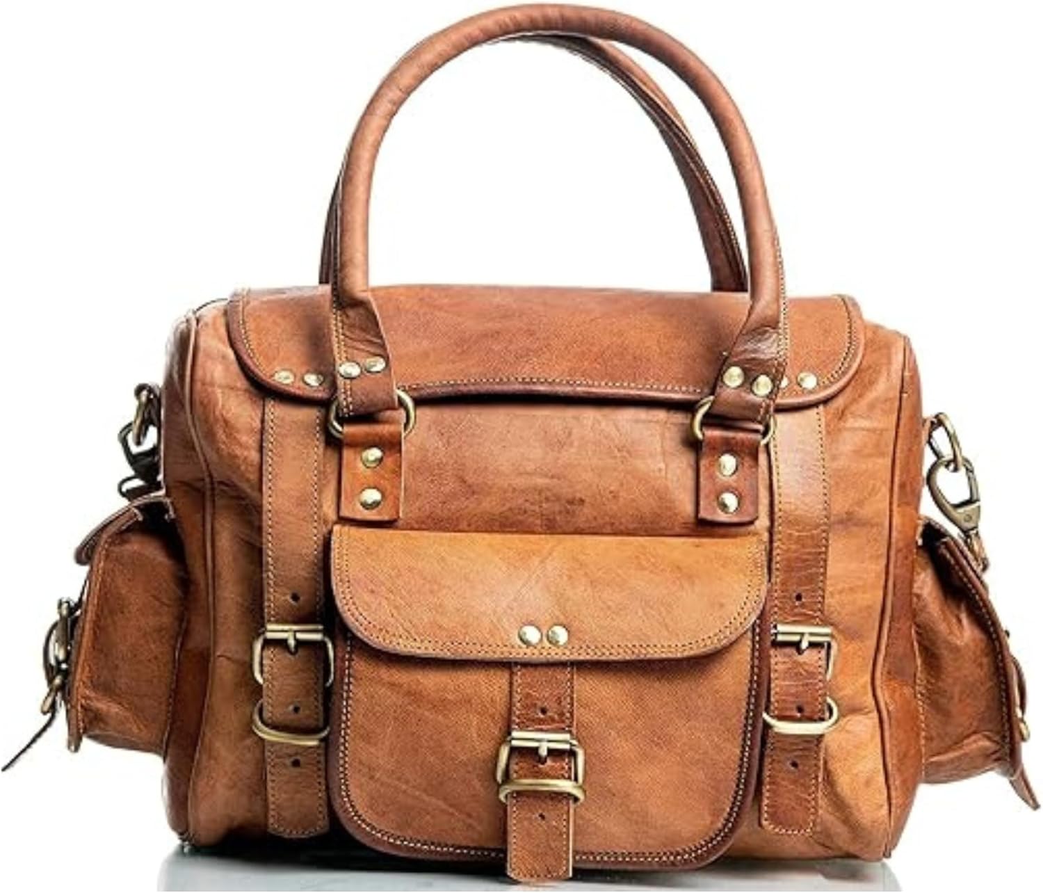 Leather Messenger Bag for Men, 18 Inch Laptop Crossbody, Handmade Leather Shoulder Satchel Bag for Men, Full Grain Business Briefcase for Office/Work/Travel - Vintage Brown