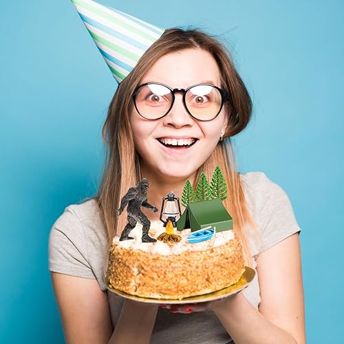 Miniatura 5 de 12 piezas de decoración para pastel de campamento de pie grande incluye estatua de pie grande decoración de pastel de campamento decoración de