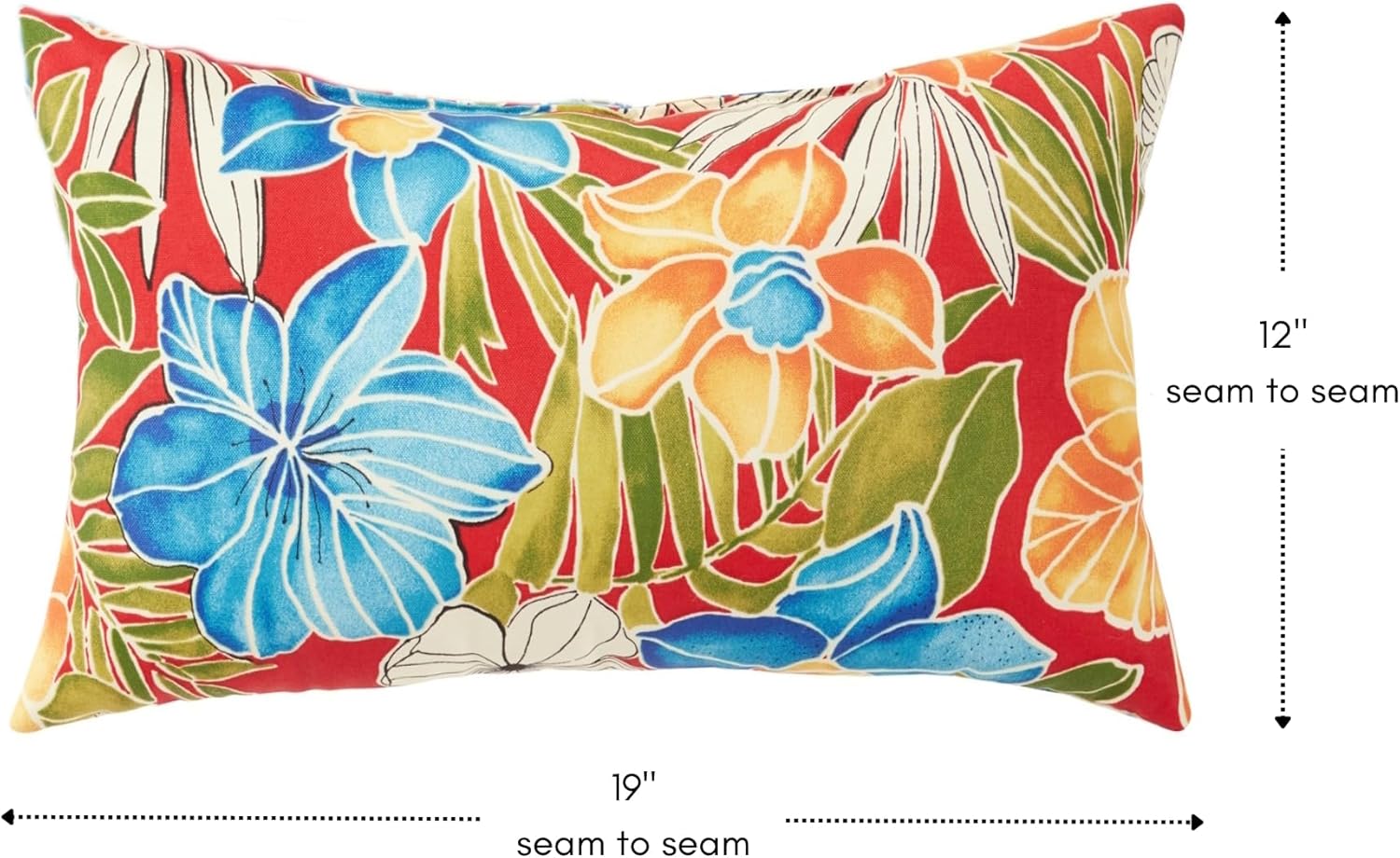 Greendale Home Fashions 2-Pack Outdoor 19x12 inch Rectangle Decorative Throw Pillow, Aloha Crimson