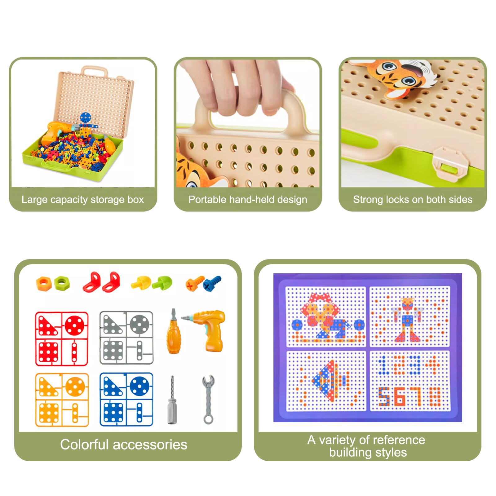 Juguetes Montessori Niño 3 4 5 6 Años Rompecabezas 3D de Dinosaurios Mosaicos Juguetes con Taladro Atornillador Herramientas Juguete EducativosJuegos de Mesa Regalos Niña Niño 3 4 5 6Años(221 Piezas)