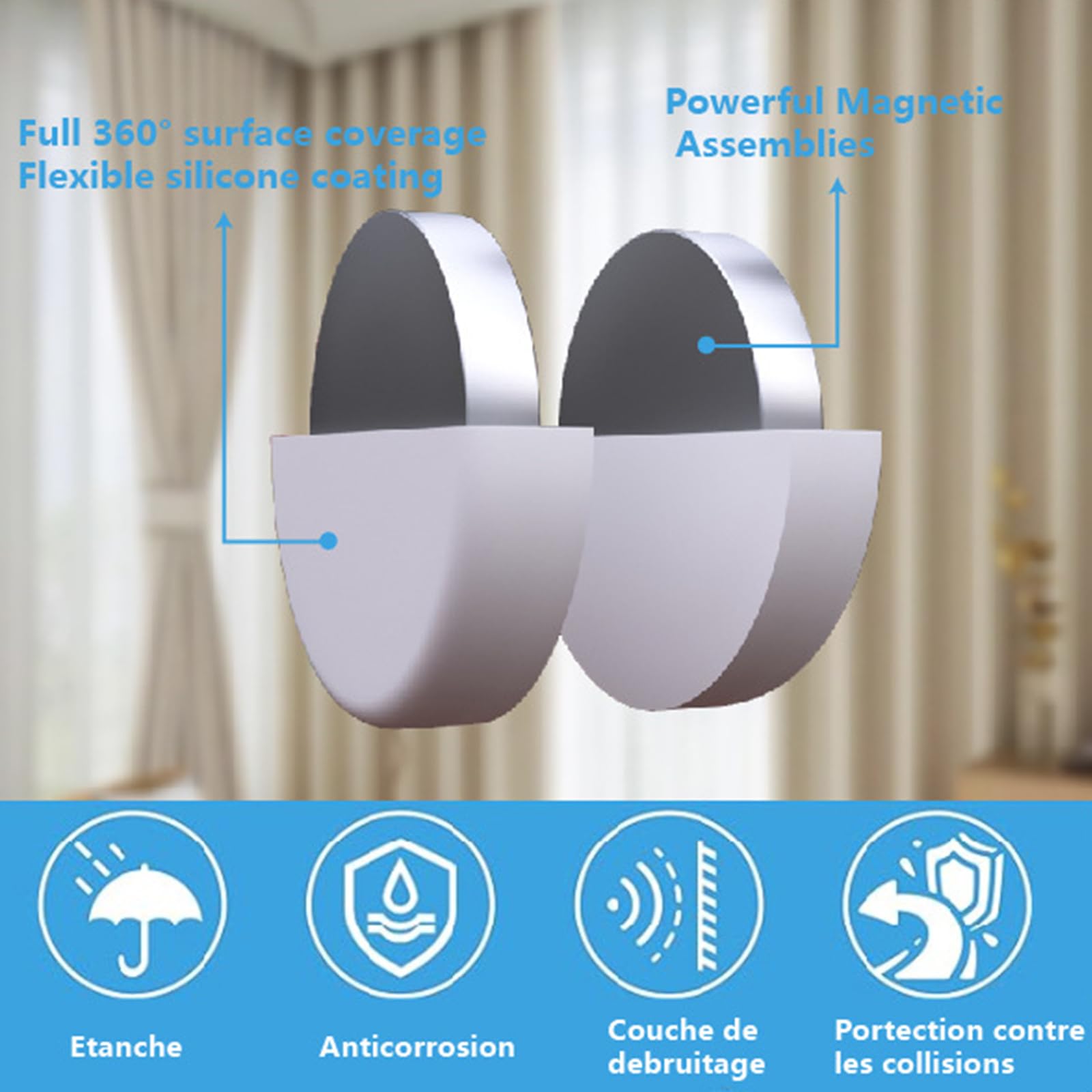 Pesos magnéticos resistentes para cortinas de ducha, imanes reutilizables e impermeables para banderas al aire libre, manteles y cortinas, ideal para condiciones de viento