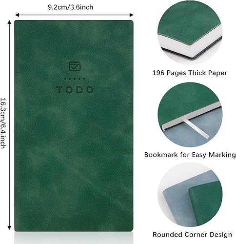 Miniatura 2 de Paquete de 2 cuadernos de lista de tareas, planificador de 196 páginas, cuaderno de bolsillo para lista de tareas diarias, cubierta de cuero,