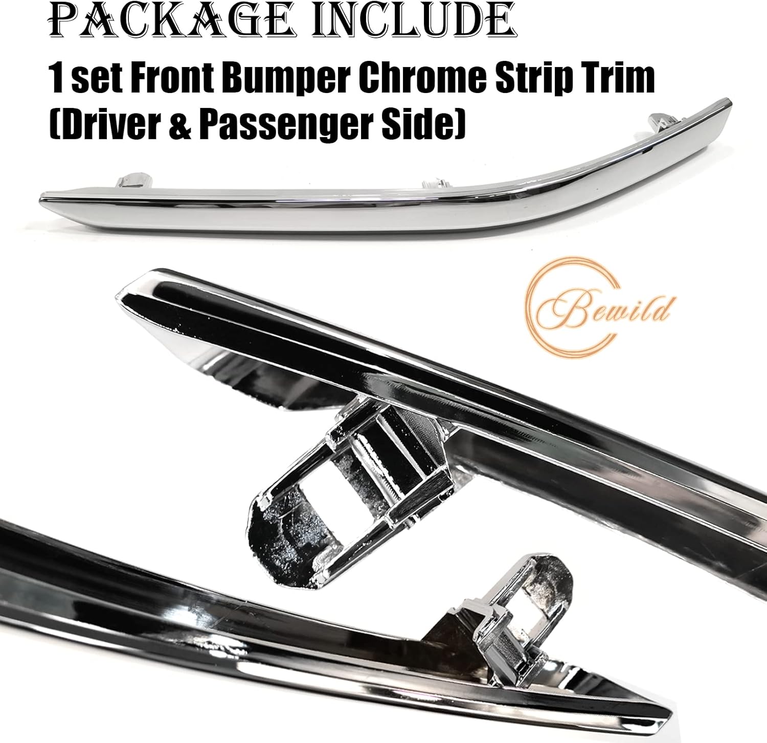 Bewild Front Bumper Chrome Strip Trim Carparts Replacement Fit For 2014-2022 Toyota 4Runner Limited (Driver & Passenger Side)