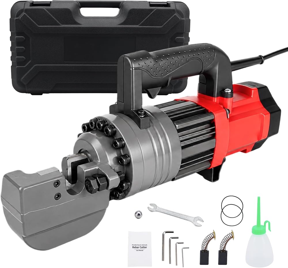 RC-22 전기 유압 철근 커터, 1400W 휴대용 철근 절단 도구, 0.5cm(0.25인치)에서 2.2cm(0.85인치)에서 2.2cm(0.8인치) (#7/22mm) 철근 절단, 2-3초 안에 철근 절단, 순수 구리 모터가 있는 110V 튼튼한 철근 가위, 휴대용 케이스 — 사진 1