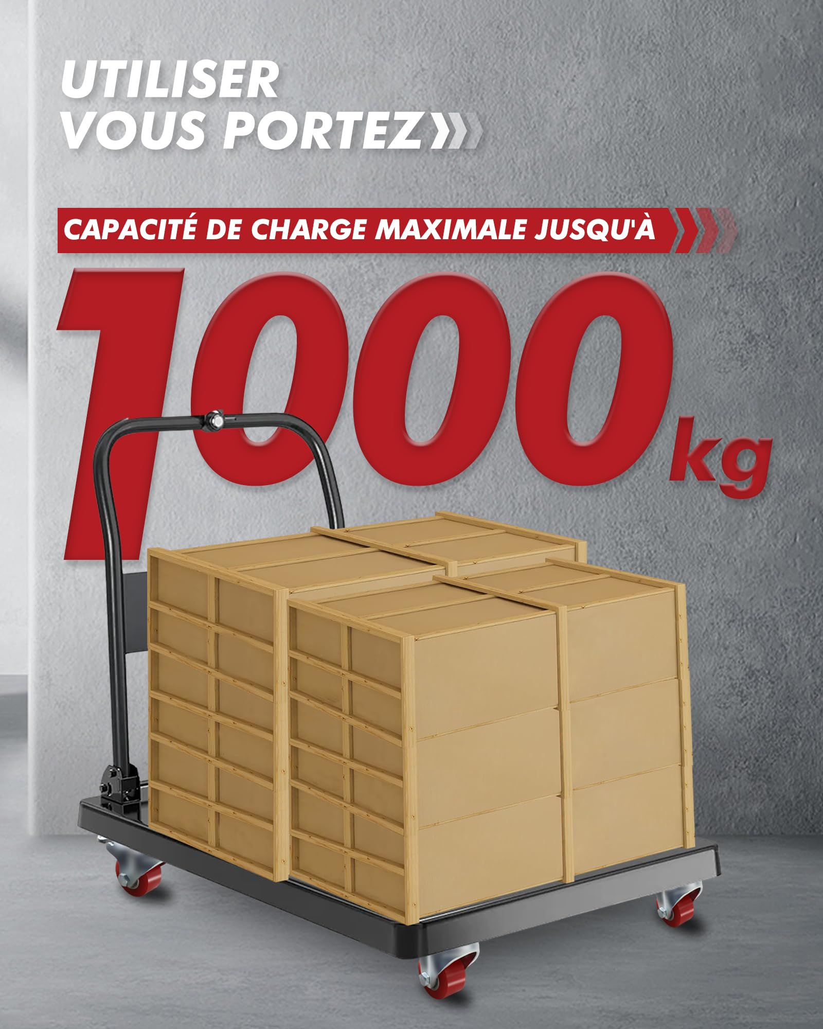 Lot de 4 roulettes industrielles de 50 mm, 1000 kg, silencieuses, plaque en polyuréthane, roulettes pivotantes avec frein, étrier en acier pour transport d’usine et tramway