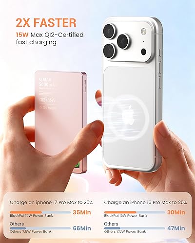 Miniatura 2 de Portable Charger for Apple Watch & iPhone 17/16/15/14, 5000mAh 15W Fast Wireless Magnetic Power Bank with Built-in USB-C Cable, Ultra Slim 3-in-1