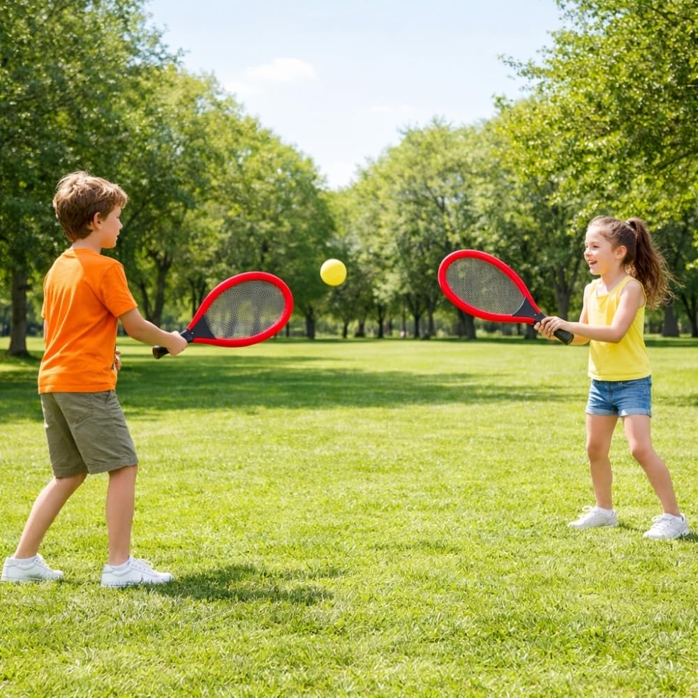 Set de Tennis Géant XL – 2 Raquettes 55 cm, Volant et Balle Souple, Couleurs Aléatoires, Jeu d’Extérieur Enfants et Famille - 3