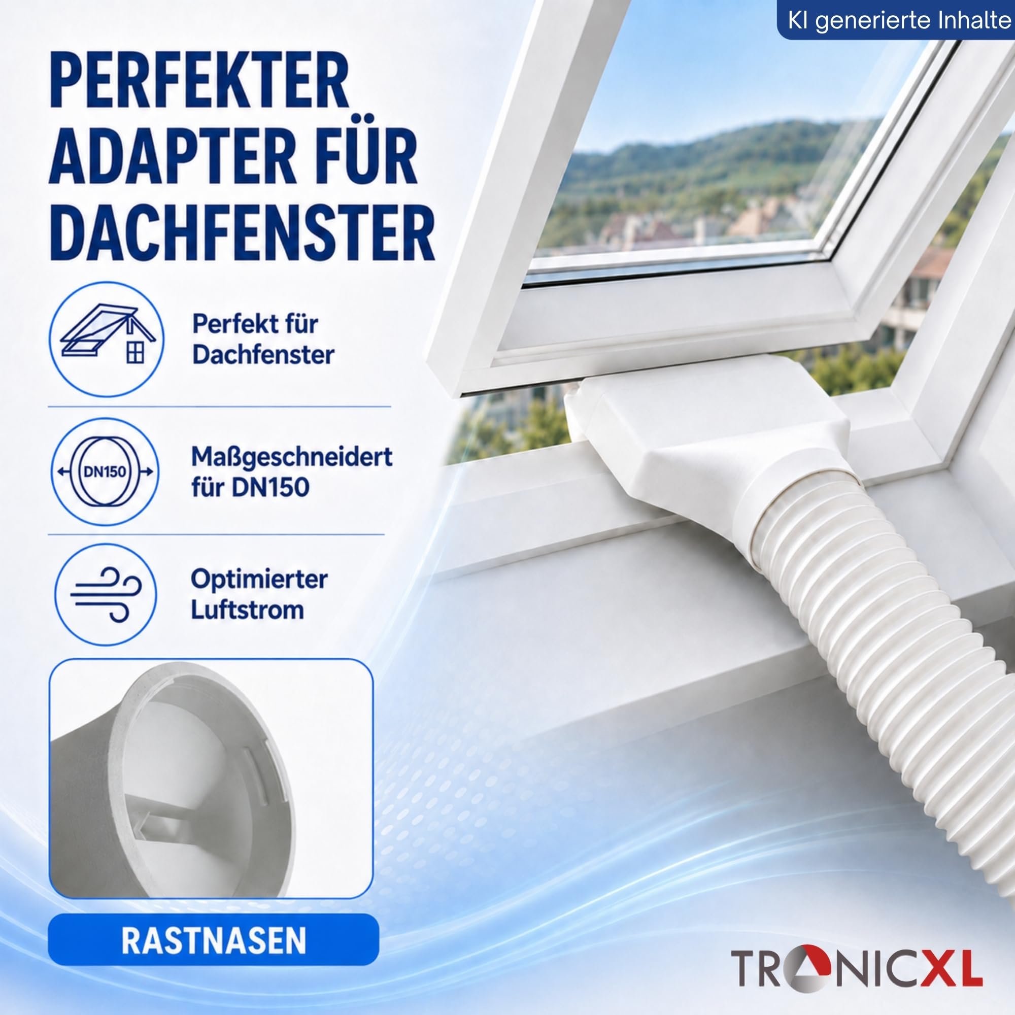 150mm Fensterdurchführung Klimaanlage für Dachfenster Schwingfenster