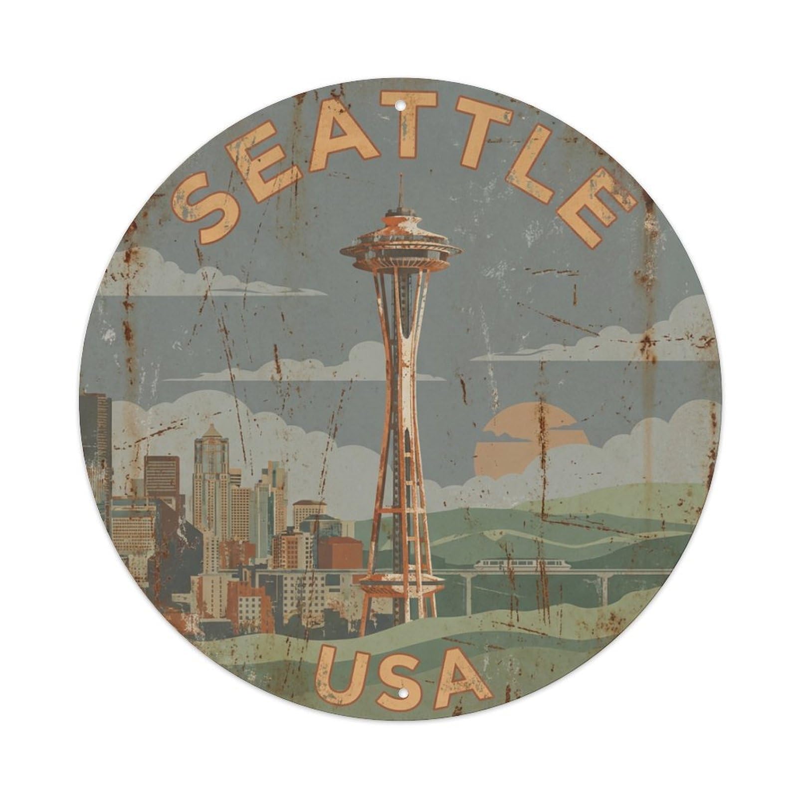 Galvaxio Style Vintage Travel Usa Seattle Metal Tin Sign