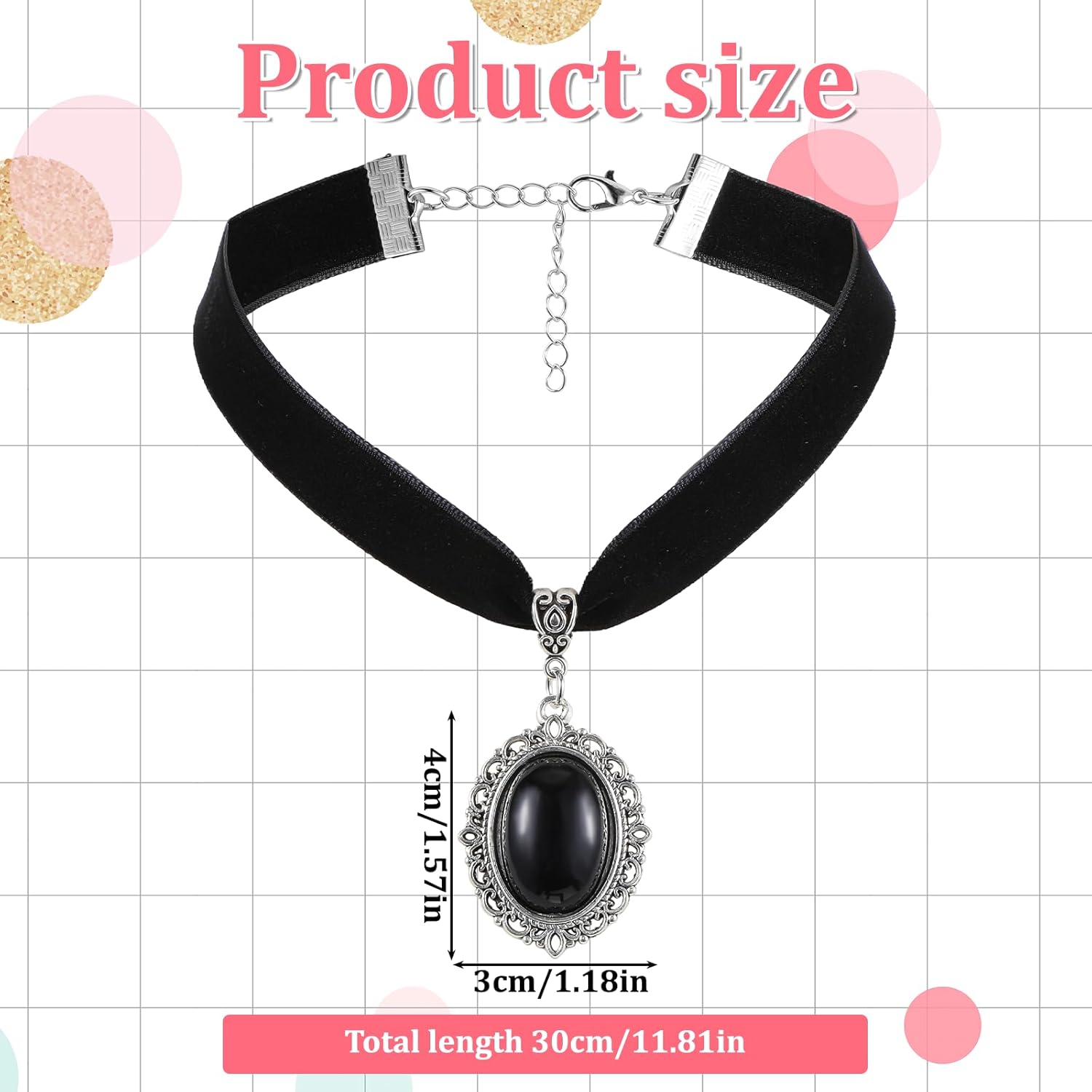 Velvet Choker Gothic Necklace Costume Jewelry, Vintage Black Choker Necklaces for Woman, Victorian Halloween Cosplay Christmas Jewelry Gift for Women - Image 2