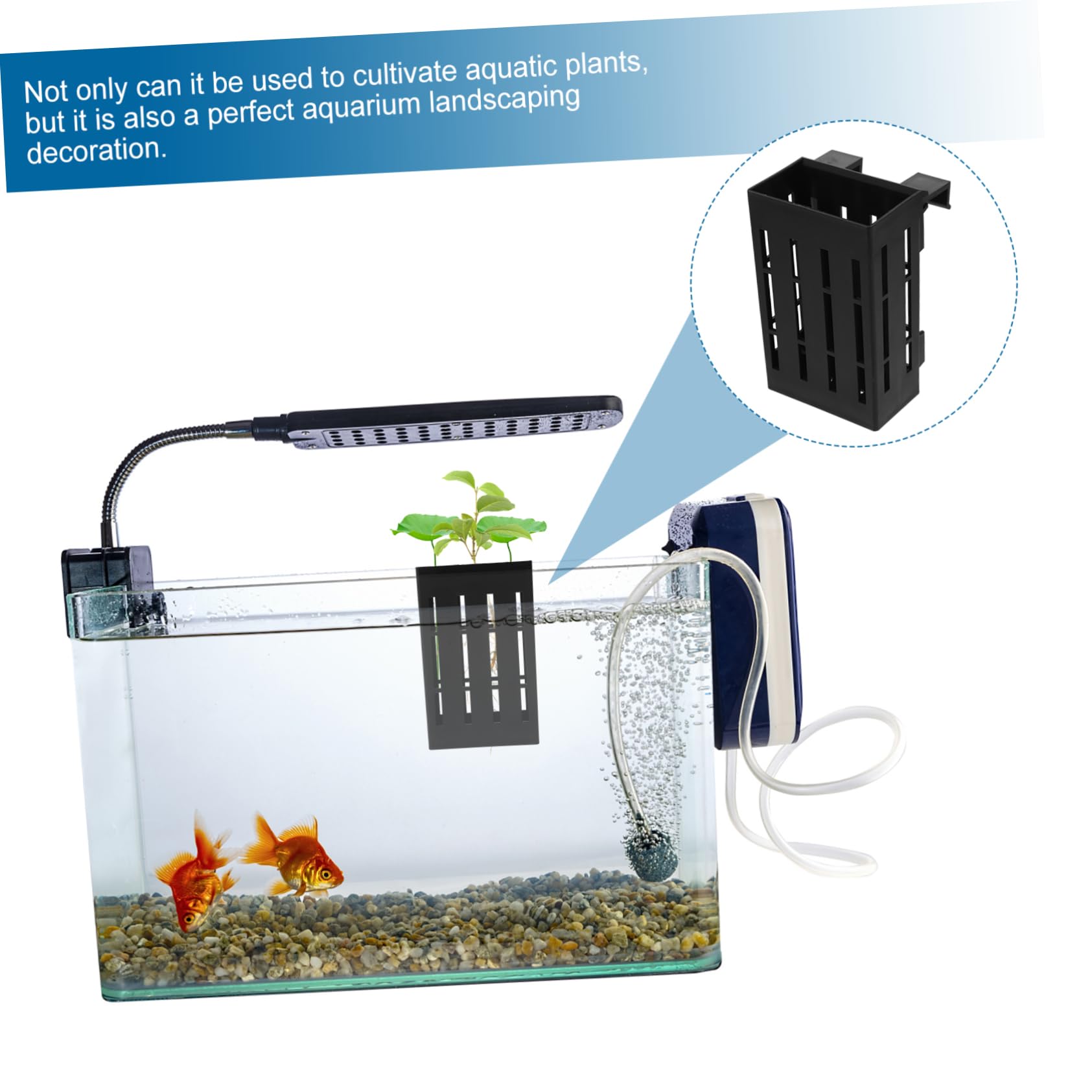 Didiseaon Supporto per Piante Acquatiche Sospeso in Plastica Nero 4 Pezzi per Acquario Fori per Flusso d'Acqua per Piante d'Acqua Dolce in Vasca Pesci