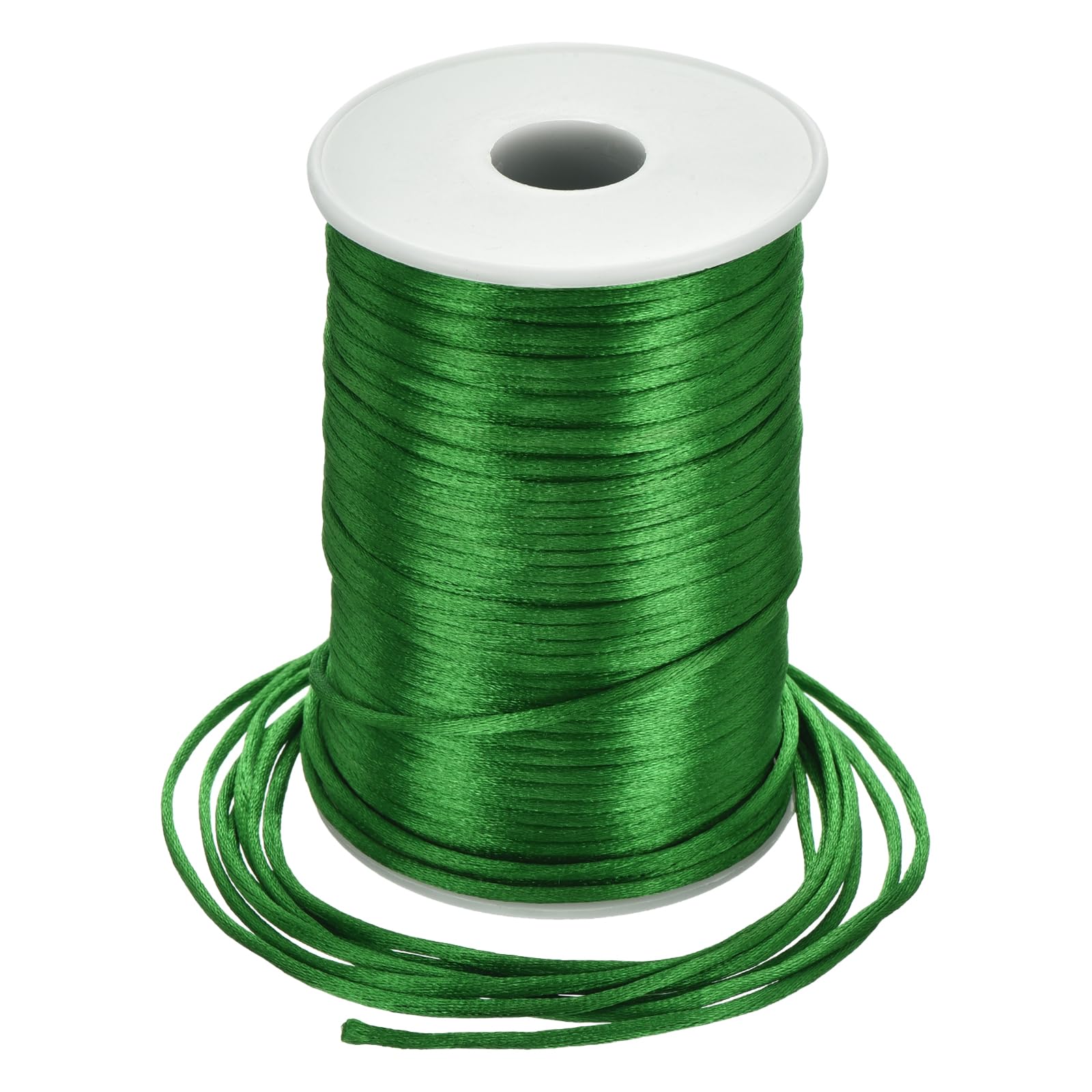 Rebower Nylon Satin Cord 2.5mm, 100m Nylon String for Bracelet Braided Thread [for Jewelry Making Necklace Chinese Knot Craft] - Green