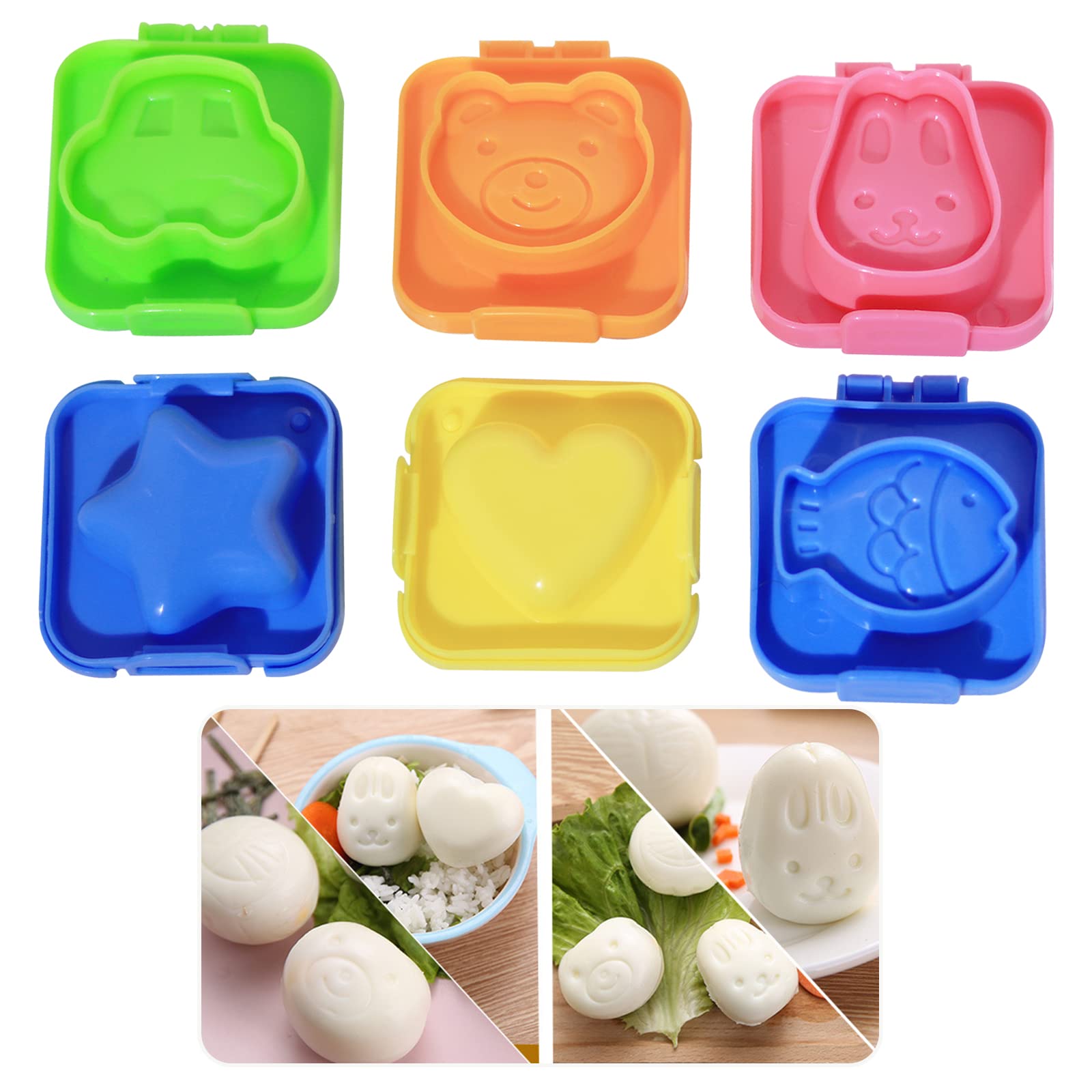 6PCS Cartoon Cute Boil Egg Mold & Sushi Mold Rice Shaper for Kids Lunch Bento and Home DIY